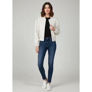 House Of Harlow 1960 Woman's Sz S White Vegan Leather Bomber Jacket NWT